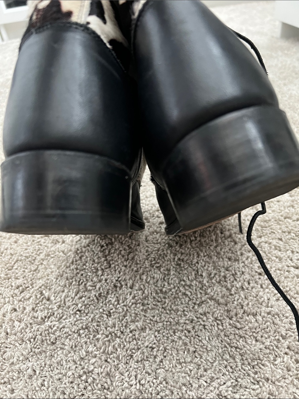 Larry Mahan Black and White Cowhide Lace-Up Tassel Boots| EXQUISITE‼ - Picture 7 of 12
